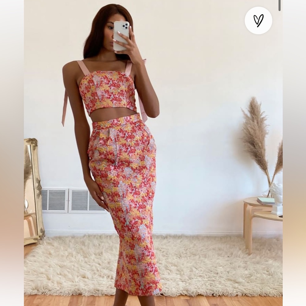 Metallic Tie Strap Two Piece Midi Set